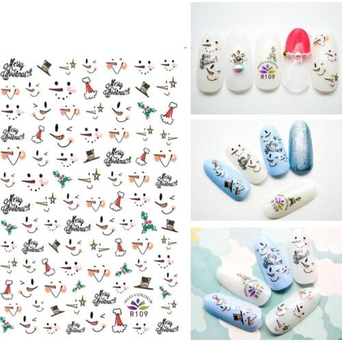 3D Stickers for Nails Self-adhesive Design Christmas Hat Snowman Nail Art Decorations Decals Foil Wrap Manicure Accessories