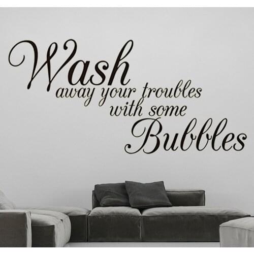 Bathroom Wall Stickers Decor Wash Away Your Troubles Waterproof Removable Vinyl Art Decals Decorative Livingroom Murals DW7274