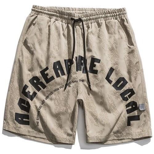 Summer New Overalls Sports Shorts Men Streetwear European and American Hip Hop Letters Print Loose Casual Basketball Sweatpants