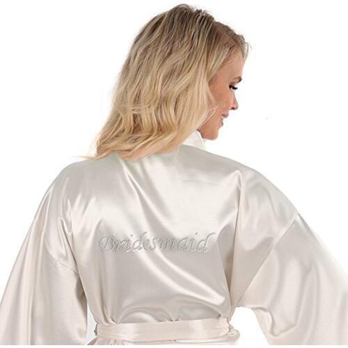 Solid Color Women Wedding Bridal Kimono Robe Sexy Short Night Dress Hot Drilling Dressing Gown Bathrobe Nighgown