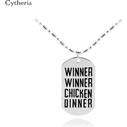 New Fashion Silver Color "WINNER WINNER CHICKEN DINNER" Letter Pendant Necklace For Women Men Unisex Necklace Party gifts
