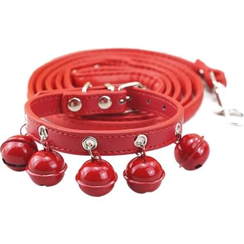 Legendog Pet Leash Faux Leather Escape Proof Kitten Walking Leash Puppy Bell Leash Cat Dog Walking Lead Leash Accessories