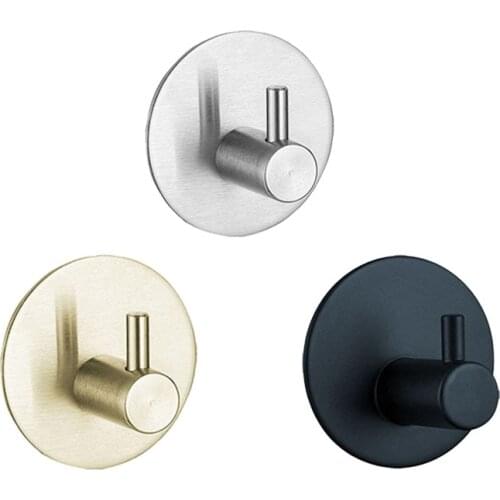 Durable Strong Self Adhesive Home Kitchen Wall Door Hook Key Holder Rack Towel Hanger Bathroom Rack Hooks Aluminum 3 Colors
