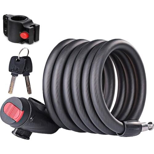 Anti-Theft Spiral Cable Lock,Bicycle Lock with Key, Bike Padlock 180 cm Bicycle Accessories
