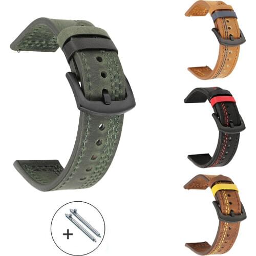 18mm 20mm 22mm 24mm Watchband Retro Thread Genuine Leather Watch Strap Qucick Release Cowhide Bracelet Accessories