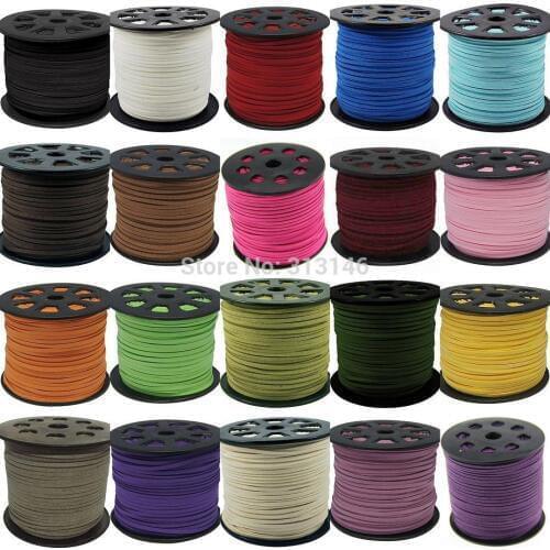3mm 90 Meters Macrame Braided Faux Suede Cord Leather Lace DIY Handmade Beading Bracelet Jewelry Making Flat Thread String Rope