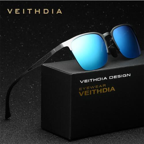 VEITHDIA Brand Unisex Aluminum Magnesium Semi Rimless Sunglasses Polarized Mirror Vintage Eyewear Sun Glasses Men/Women 6631