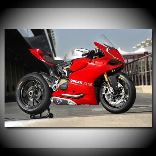 Superbike Race Track Ducatis 1199 Panigale Motorcycle Wallpaper Paintings Wall Art Posters Canvas Print for Living Room Decor
