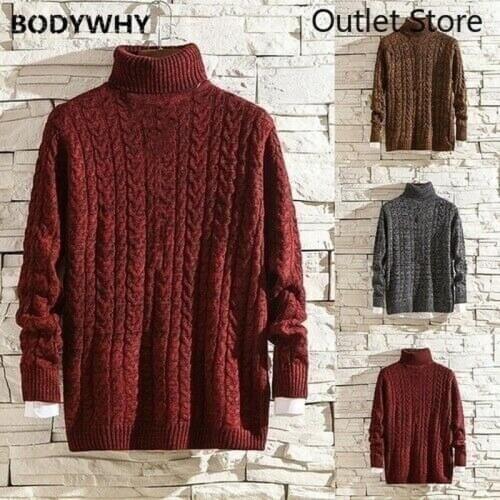 New Mens Thickened Turtleneck Twisted Warm Loose Sweater Tops Autumn Best Selling Outdoor Casual Mens Pullover Men Clothing