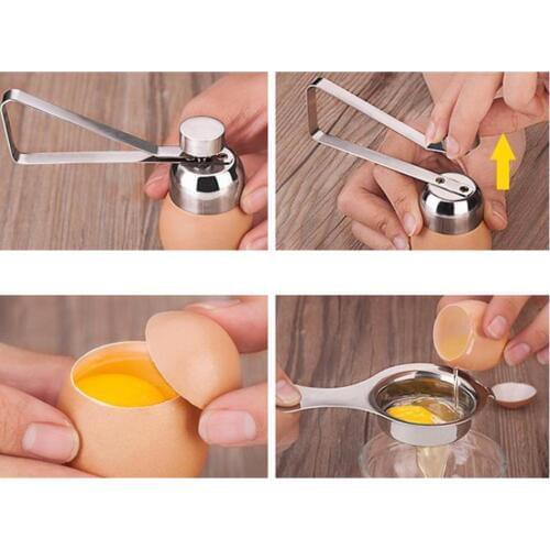Stainless Steel Boiled Egg Topper Shell Top Cutter Knocker Opener Raw Egg Cracker Separator Egg Divider Kitchen Gadgets