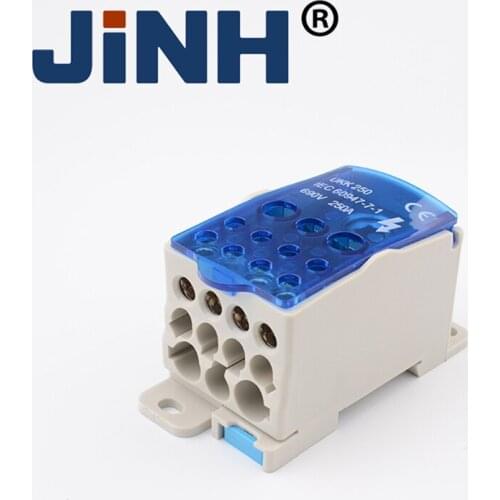 UKK 250A Din Rail Terminal Blocks One in several out Power Distribution Block Box Universal Electric Wire Connector Junction Box