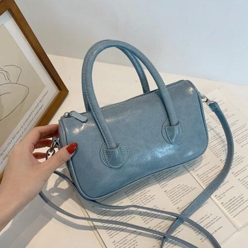 High Quality Soft Leather Square Shoulder Bags for Women 2021 New Solid Color Wild Womens Handbag Casual Concise Crossbody Bag