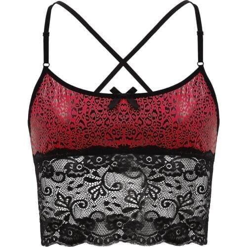 Sissy Lingerie for Men Bra Hot Erotic Animal Leopard Print Pink Lace Bralette Camisole Sexy Vest Crop Top Gay Sleepwear Lingerie