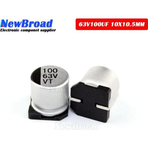 10PCS SMD Aluminum Electrolytic Capacitor 100UF 6.3V 10V 16V 25V 35V 50V 63V 5*5.4 6.3*5.4 6.3*7.7 8*10.5 10*10.5MM 100uF