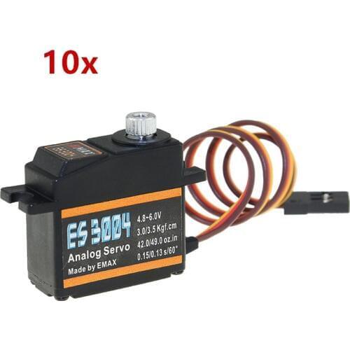 10Pcs/lot EMAX Servo ES3004 17g Macro Analog Servo Metal Gear for RC FPV Fixed Wing Airplane DIY Racing drone high quality