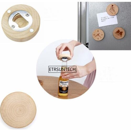 12pcs New Blank Wooden Fridge Opener Beer Bottle Opener Fridge Magnet Magnetic Message Board Magnetic Sticker