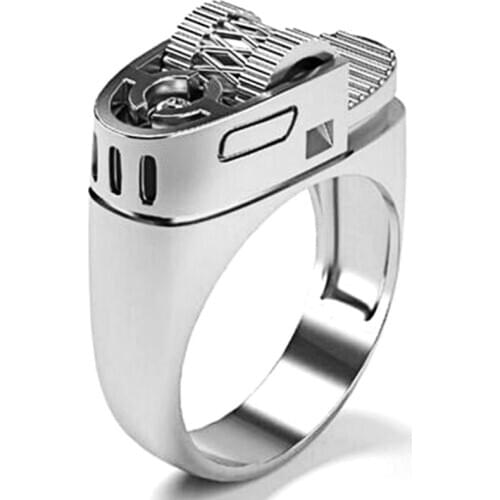 2020 New Arrival Cool Style Biker Silver Polishing Silver Plated Ring Hot Men Ring Cigarette Lighter Fashion Cool Ring