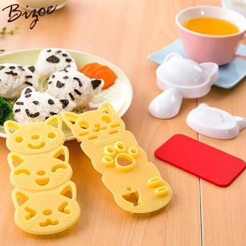 3Pcs Cute Smile Cat Sushi Nori Rice Mold Decor Cutter Bento Maker Sandwich DIY Tool
