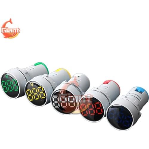 AC20-500V 22mm Digital Voltmeter LED Display Voltage Tester Meter Round Signal Lamp Power LED Indicator Pilot Lamp Light Display