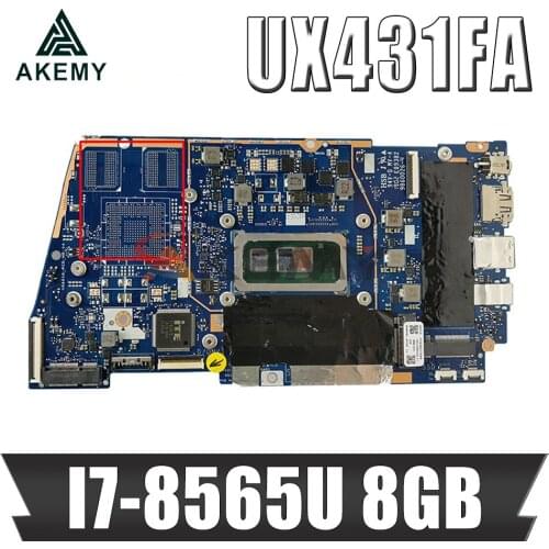 Akemy UX431FA/FN notebook mainboard For ASUS ZenBook UX431FAC UX431FN UX431F X431FA Laptop Motherboard I7-8565U 8GB GM test ok