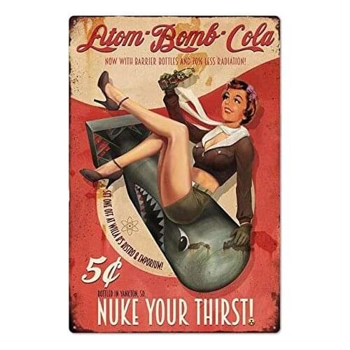 AYLAODI 1pcs Pin Up Girl Tin Sign Plaque Metal Vintage Sexy Metal Sign Wall Decor for Bar Pub Club Man Cave Retro Signs Metal