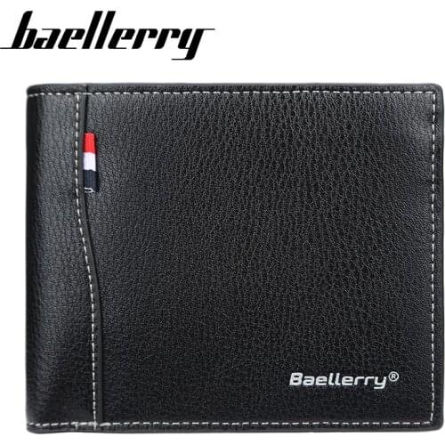 Baellerry Mens Wallet Leather Solid Slim Wallets Men Pu Short Credit Card Holders Coin Purses Business Purse Male portemonnee