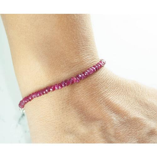 Ruby Gemstone Bracelet, July Birthstone Bracelet, Red Gemstone bead, 925 Sterling Silver Womens Jewelry, handmade in TURKEY