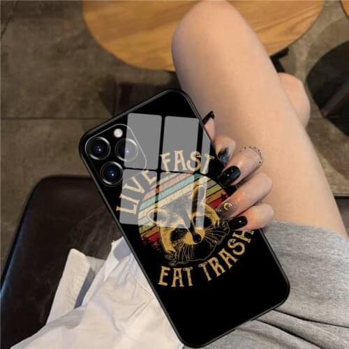 Live Fast Eat Trash Phone Case Glass Phone Case For iphone 12 11 Pro Max XS XR X 8 7 Plus SE2 Case