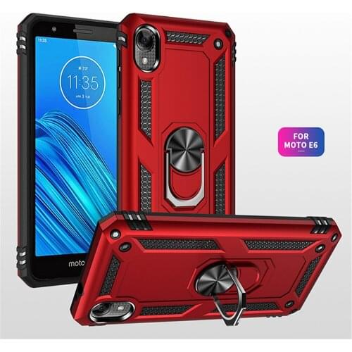 For Motorola Moto E6 Case Cover Armor Rugged Military Car Holder Ring Case for Moto E6 Case 5.5" XT2005-3, XT2005-1 Coque Funda