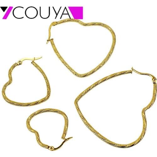 COUYA 2018 Heart Shaped Gold Earrings 4 Size Available Cute Romantic Women Fashion Jewelry In Summer Waterproof High Quality