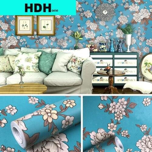Floral Wallpaper Blue Vintage Peony Peel and Stick Wallpaper Floral Contact Paper Self Adhesive Removable Wallpaper Decorative