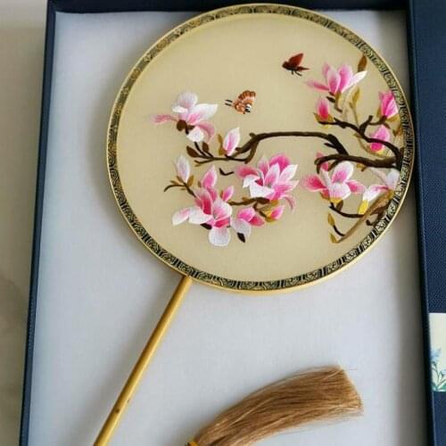 Handmade Double-sided Embroidery Ancient Style Palace Fan Beautiful Fan Suitable Gifts Girlfriends And Foreign Guests