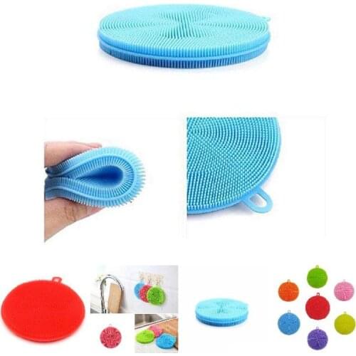 Hot NEW Household Cleaning Kitchen Tool Soft Silicone Sponge Scrubber Fruit Dish Washing FBE2