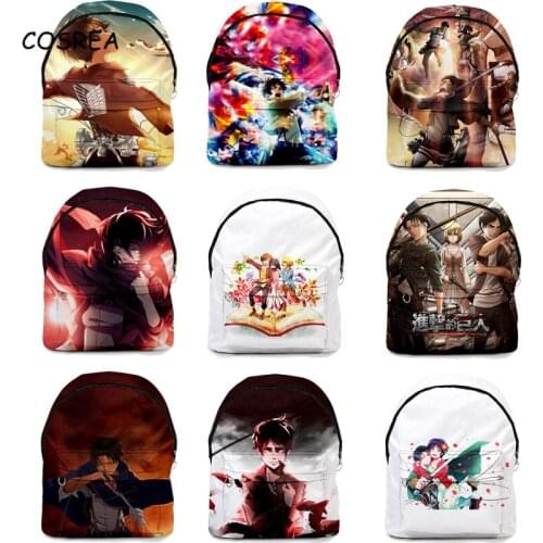 Anime Attack on Titan Backpack Rivaille Ackerman Canvas Bag Mochila Printing School Bags Travel Notebook Feminina Bag Boys Girls
