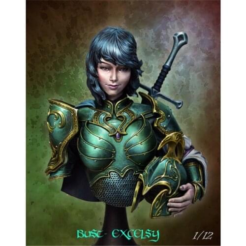 Game Character Female Knight Resin Bust 1/12 Assembly Model Figure Resin Kit Bust Colorless Models Self-Assembled Toys