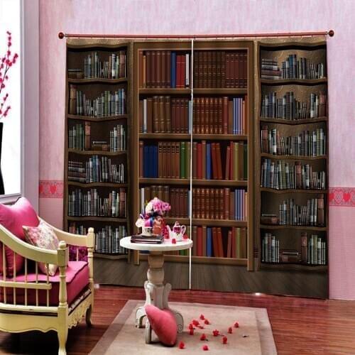 Custom sizeBookshelf Curtains Creative Home Interior Bedroom Living Room Curtain Hotel Decorative Curtain