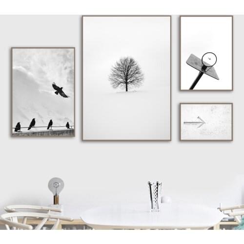 Canvas Painting Posters on The Wall BasketballBird Tree Arrow Black and White HD Prints Wall Art Pictures Living Room Home Decor