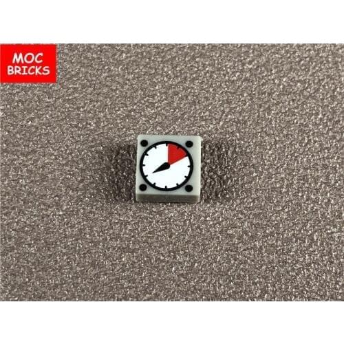 50pcs/lot MOC Bricks Tile 1 x 1 with White and Red Gauge Pattern fit with 3070bp07 Building Blocks figure DIY Toys kids gifts