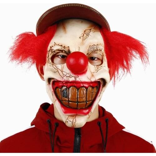 Joker Mask Carnawal Costume Props Halloween Party Masks Latex Lifelike Dress Up Horror Clown Mask Grin