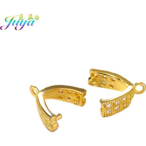 Handmade Crystals Jewelry Material Pinch Clip Clamp Bail Hooks Accessories For Women Crystal Agate Pearl Earring Necklace Making