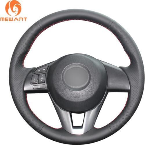 MEWANT Black Artificial Leather Car Steering Wheel Cover for Mazda 3 Axela Mazda 6 Atenza Mazda 2 CX-3 CX-5 Scion iA 2016