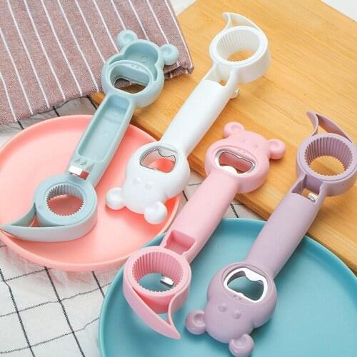Multifunctional 4 In 1 Beer Bottle Opener Four Colors Bear Shape Can Opener Tools Home Decor Drink Opener Bar Accessories 2021