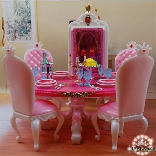 For tableware for barbie dolls restaurant accessories living room set kitchen set barbie house dream princess toy