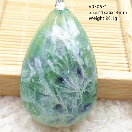 Natural Blue Feather Fluorite Quartz Green Pendant Necklace Women Men Water Drop Colorful Fluorite Rare Jewelry AAAAA