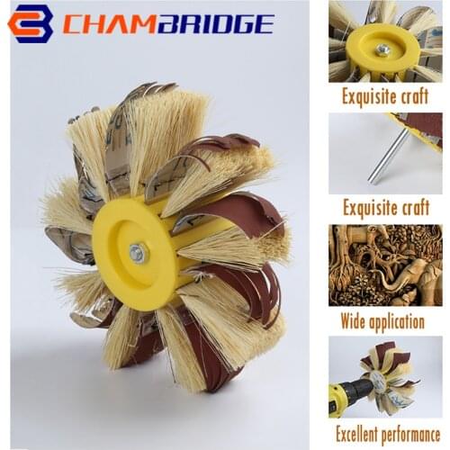 150mm 6mm Shank Mounted Sisal Emery Cloth Bristle Grinding Buffing Brush Polishing Wheel for Wood Primer Sanding