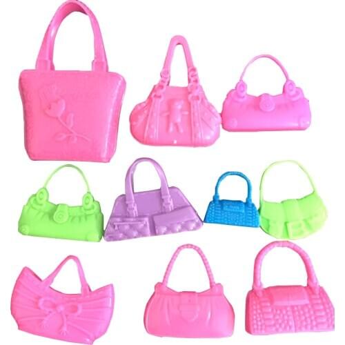 NK 10 Pcs/Lot Fashionable Shoulder Bag Casual Bags For Barbie Doll Mixed Styles Girl Favorite Birthday Gifts Doll Accessories