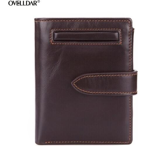 New FRID Anti-theft Brush Hot Sale First Layer Leather Mens Wallet Short Oil Wax Cowhide Wallet Coin Pocket