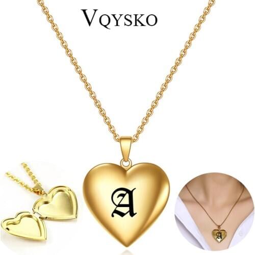 Custom Heart Photo Frame Initial Letter Necklaces for Women Gifts Openable Stainless Steel Promise Love Keepsake Jewelry Collar