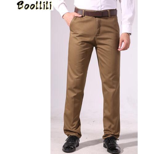 2020 Autumn Winter Men Thicken Fleece Warm Pants Male Cotton Baggy Long Trousers Business Straight Stretch Casual Pants