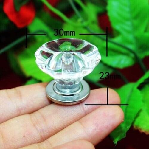 30mm clear acrylic kitchen cabinet knob chrome drawer knob pull shiny silver dresser cupboard furniture knobs handle